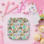 Abstract geotropisch bladpatroon papieren bordje (Feest)