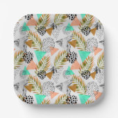 Abstract geotropisch bladpatroon papieren bordje (Voorkant)