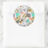 Abstract geotropisch bladpatroon ronde sticker (Tas)