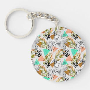 Abstract geotropisch bladpatroon sleutelhanger