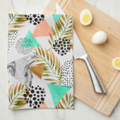 Abstract geotropisch bladpatroon theedoek (Quarter Fold)