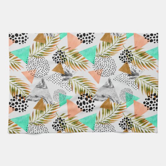 Abstract geotropisch bladpatroon theedoek (Horizontaal)