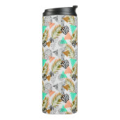 Abstract geotropisch bladpatroon thermosbeker (Gedraaid links)