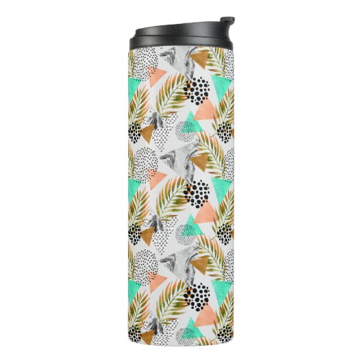 Abstract geotropisch bladpatroon thermosbeker (Gedraaid links)