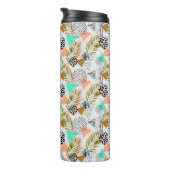 Abstract geotropisch bladpatroon thermosbeker (Geroteerd rechts)