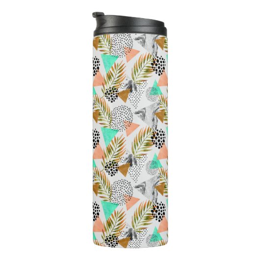 Abstract geotropisch bladpatroon thermosbeker (Geroteerd rechts)