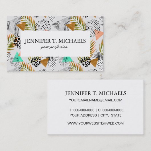 Abstract geotropisch bladpatroon visitekaartje (Voorkant / Achterkant)