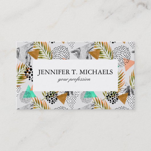 Abstract geotropisch bladpatroon visitekaartje (Voorkant)