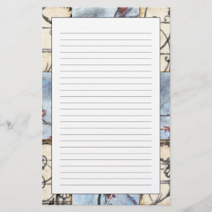 Abstract gepanelde afschildering met schuifwerk briefpapier