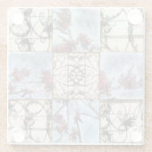 Abstract gepanelde afschildering met schuifwerk glazen onderzetter (Achterkant)