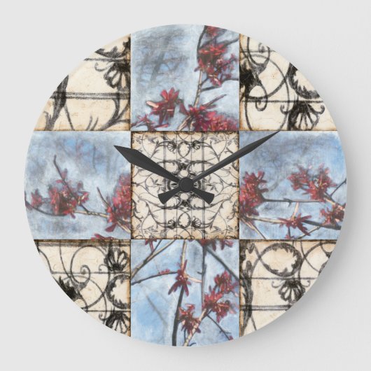 Abstract gepanelde afschildering met schuifwerk grote klok (Voorkant)