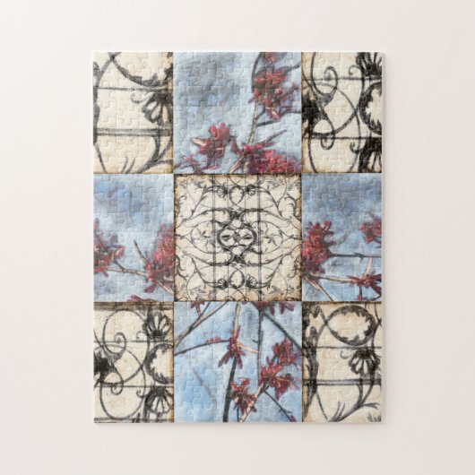 Abstract gepanelde afschildering met schuifwerk legpuzzel (Verticaal)