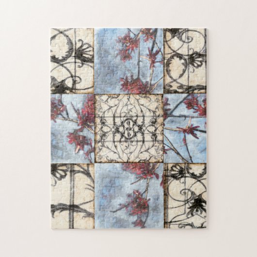 Abstract gepanelde afschildering met schuifwerk legpuzzel (Verticaal)