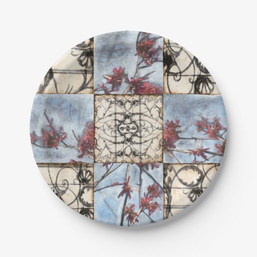 Abstract gepanelde afschildering met schuifwerk papieren bordje (Voorkant)