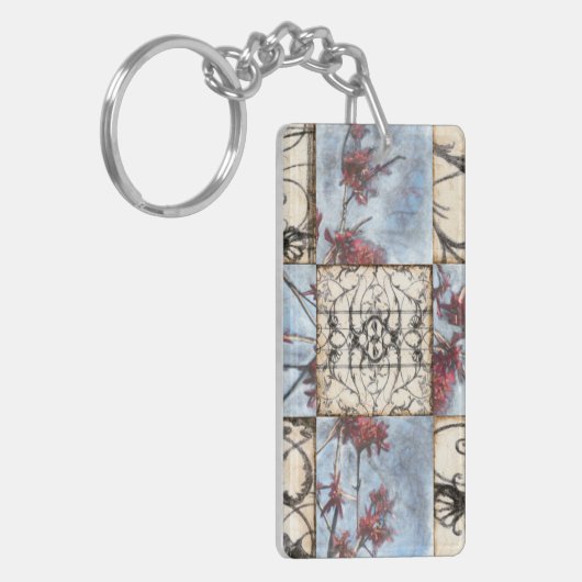 Abstract gepanelde afschildering met schuifwerk sleutelhanger (Voorkant Links)