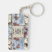 Abstract gepanelde afschildering met schuifwerk sleutelhanger (achterkant)