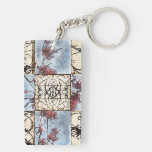 Abstract gepanelde afschildering met schuifwerk sleutelhanger (achterkant)