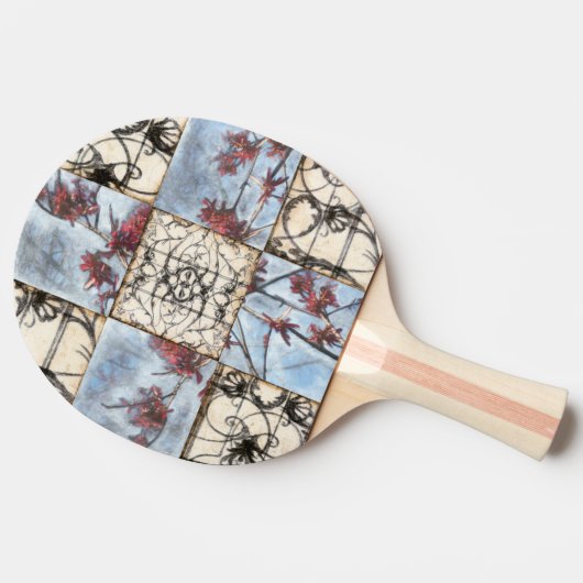 Abstract gepanelde afschildering met schuifwerk tafeltennisbatje (Zijkant)