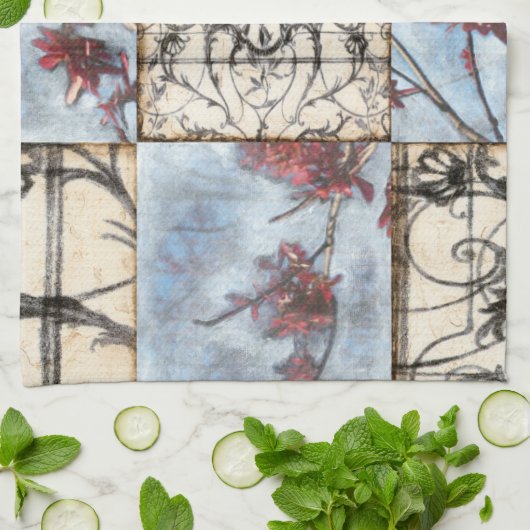 Abstract gepanelde afschildering met schuifwerk theedoek (Gevouwen)