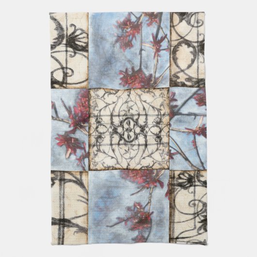 Abstract gepanelde afschildering met schuifwerk theedoek (Verticaal)