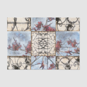 Abstract gepanelde afschildering met schuifwerk tissuepapier