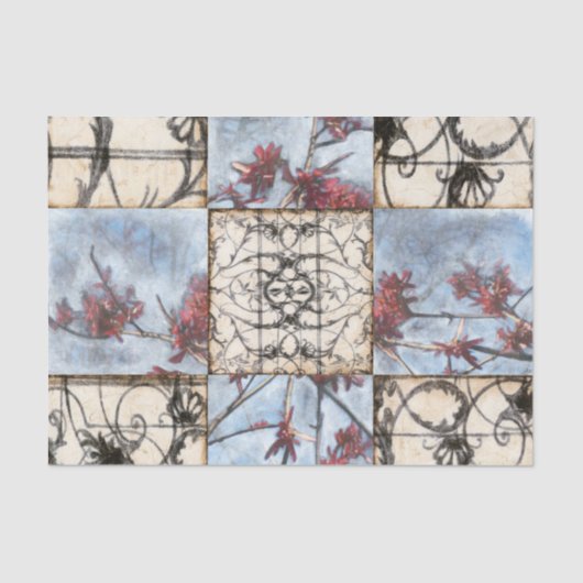 Abstract gepanelde afschildering met schuifwerk tissuepapier (Voorkant)