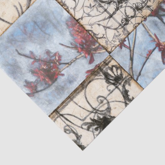 Abstract gepanelde afschildering met schuifwerk tissuepapier (Detail)