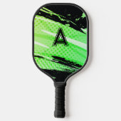 Abstract gepersonaliseerd Initiaal Fun Green & Bla Pickleball Paddle (Achterkant)