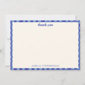 Abstract geruit blauw aangepaste baby shower bedankkaart (Voorkant)