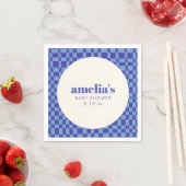 Abstract geruit blauw op maat gemaakte babyshower servet (Insitu)