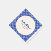 Abstract geruit blauw op maat gemaakte babyshower servet (Hoek)