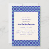 Abstract geruit retro blauw Baby shower Kaart (Voorkant)