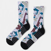 Abstract geruite vormgeving 1 sokken (Links)