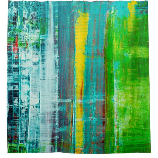 Abstract geschilderd canvas. Olieverf op een palet Douchegordijn (Voorkant)