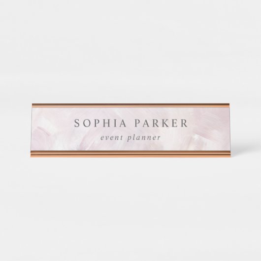 Abstract geschilderd | Elegant minimalist Blush Bureau Naambordje (Voorkant)
