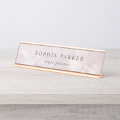 Abstract geschilderd | Elegant minimalist Blush Bureau Naambordje (Voorkant)