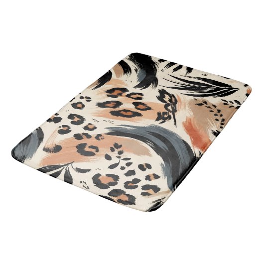 Abstract geschilderd exotisch dierenprint luipaard badmat (Gekanteld)