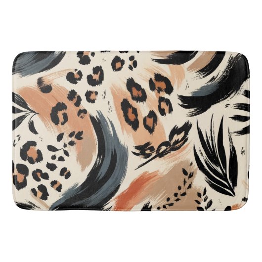 Abstract geschilderd exotisch dierenprint luipaard badmat (Voorkant)