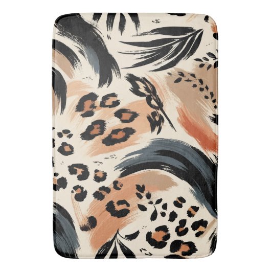 Abstract geschilderd exotisch dierenprint luipaard badmat (Voorkant Verticaal)