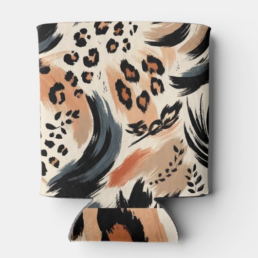 Abstract geschilderd exotisch dierenprint luipaard blikjeskoeler (Achterkant)