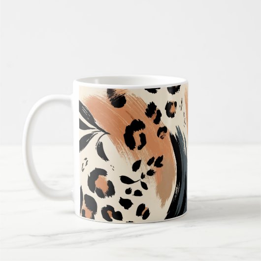 Abstract geschilderd exotisch dierenprint luipaard koffiemok (Links)