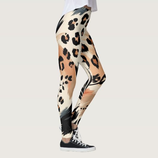 Abstract geschilderd exotisch dierenprint luipaard leggings (Rechts)