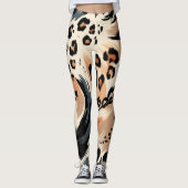 Abstract geschilderd exotisch dierenprint luipaard leggings (Voorkant)