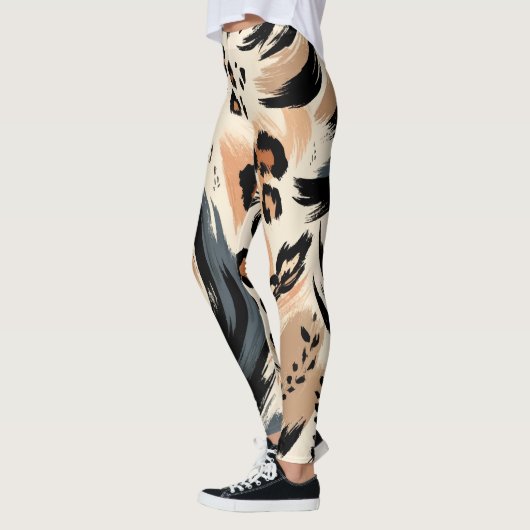 Abstract geschilderd exotisch dierenprint luipaard leggings (Links)