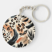 Abstract geschilderd exotisch dierenprint luipaard sleutelhanger (Achterkant)