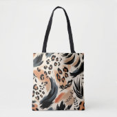 Abstract geschilderd exotisch dierenprint luipaard tote bag (Voorkant)