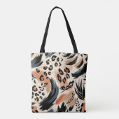 Abstract geschilderd exotisch dierenprint luipaard tote bag (Achterkant)