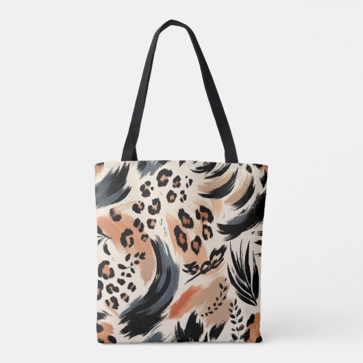 Abstract geschilderd exotisch dierenprint luipaard tote bag (Achterkant)