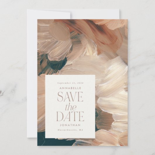 Abstract geschilderd modern blauwgroen crème terra kaart (Voorkant)