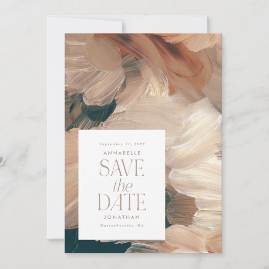 Abstract geschilderd modern blauwgroen crème terra kaart (Voorkant)